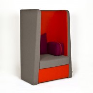 busby-chair-left-arm-orange-and-grey-fabric-side-view